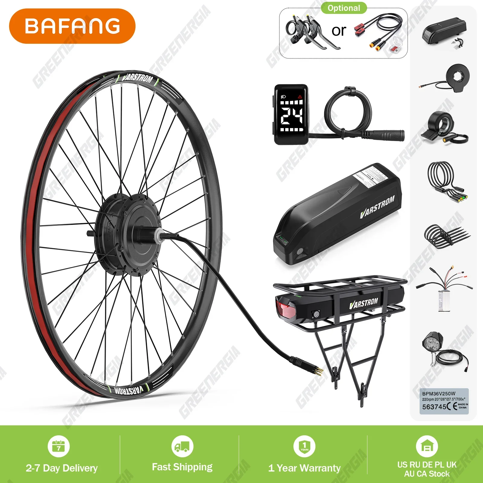 BAFANG G020 48V 500W Rear Hub Motor Wheel E-Bike Kit Brushless Gear Motor, 20Ah/13Ah Battery Option Bicycle Conversion Kit