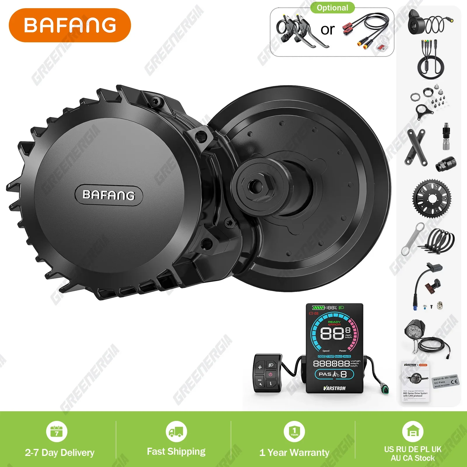 BAFANG BBSHD 1000W 52V 48V Ebike Conversion Kit Mid Drive Motor, 8FUN M615 Electric Bicycle Engine (68mm/100mm/120mm), CAN Bus