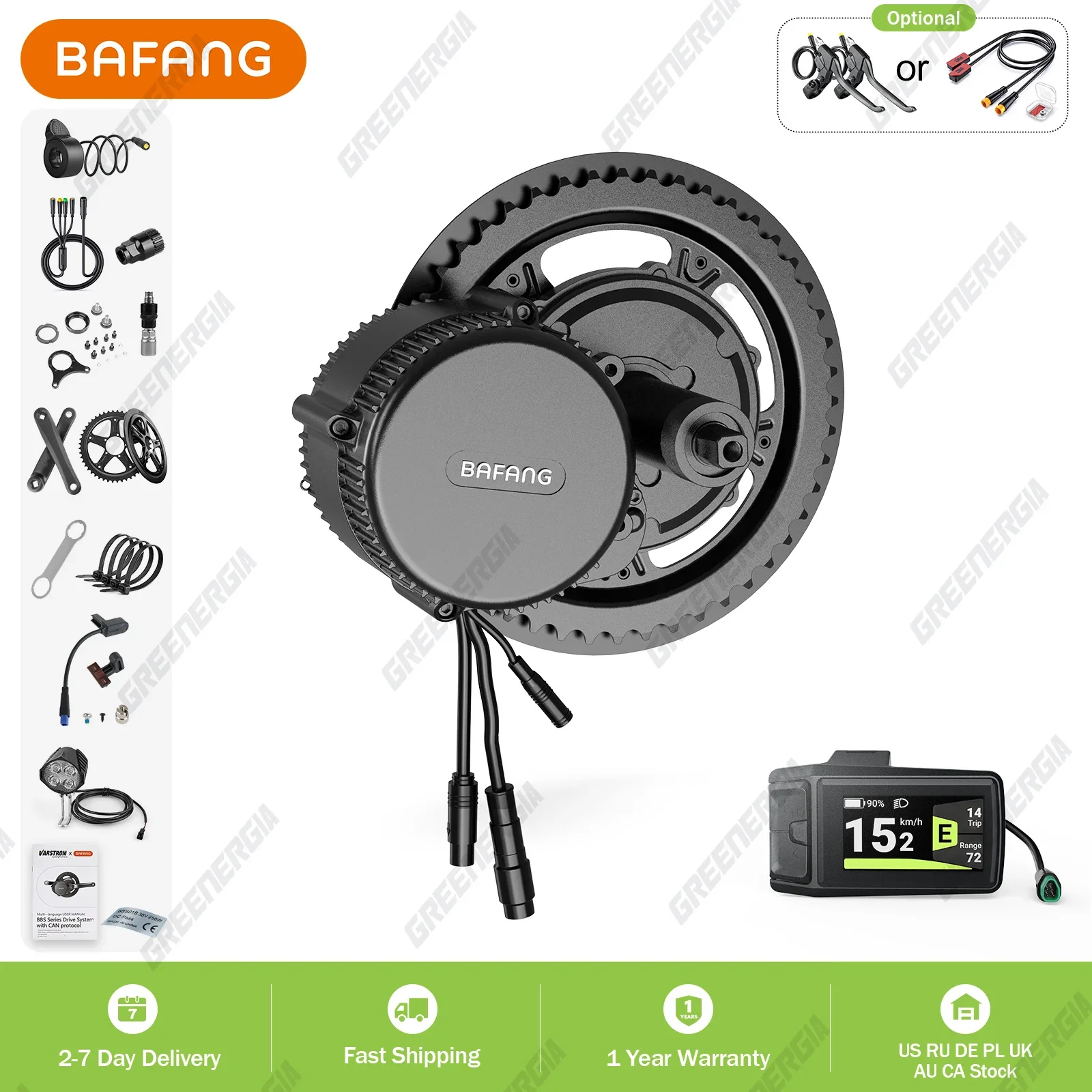 BAFANG BBS02B 750W/1000W Electric Bicycle Conversion Kit 48V 52V Mid Drive Motor 68mm/100mm/120mm All Terrains